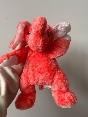 RARE Ty Baby ELEPHANTHUGS Pink Elephant Plush Rattle 2002 Soft TySilk
